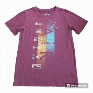 YOUTH Nike Jordan Burgundy "Brand Of Light" Cotton Blend T-Shirt - Size M
